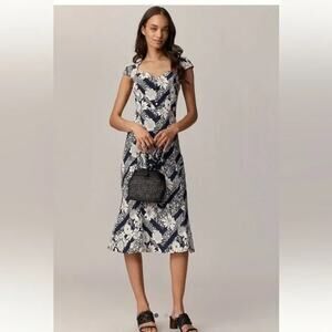 NWT Maeve The Cecily Fit & Flare Sweetheart Floral Dress Size L Navy #8G505